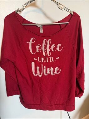 Next Level Apparel Red "Coffee Until Wine" Tunic Top